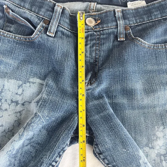 Upcycled One Of A Kind Bleahed Patchwork Jeans Wrangler Size 5/6 32 Boho Western - Picture 12 of 13